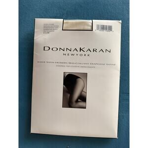 Vintage Donna Karan Sheer Satin Hosiery Ivory Medium Control Top NOS